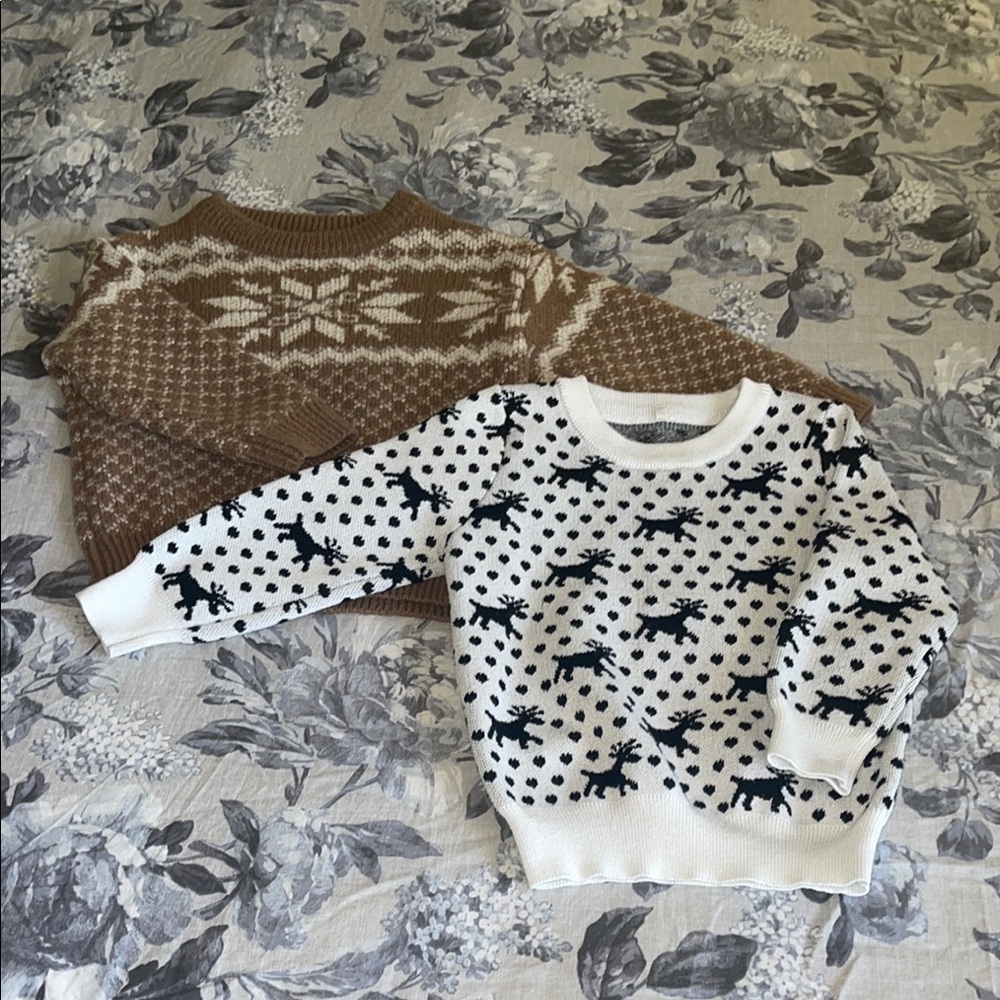 Brown and White Patterned Sweaters